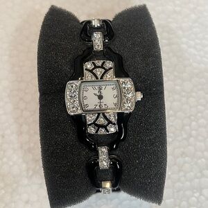 A Franz Xavier Art Deco Style Black Enamel Watch New